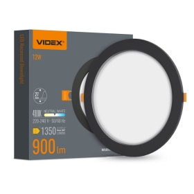 Panel LED ugradbeni okrugli VIDEX-DOWNLIGHT-LED-DLBR-124-Crno-12W-NW 