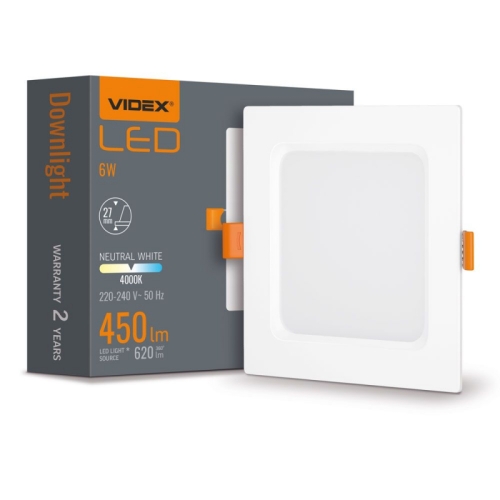 Panel LED ugradbeni kvadratni VIDEX-DOWNLIGHT-LED-DLBS-064-6W-NW 