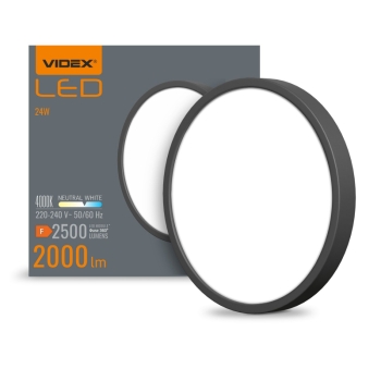 Panel LED nadgradni okrugli VIDEX-DOWNLIGHT-LED-DLRS-Crno-24W-NW 