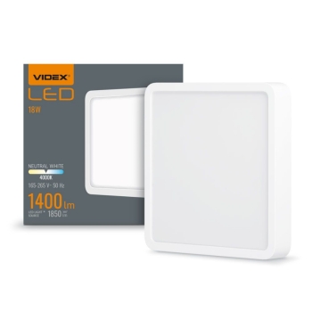 Panel LED nadgradni kvadratni VIDEX-DOWNLIGHT-LED-DLSS-18W-NW 