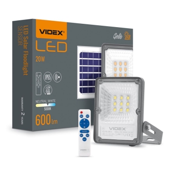 Reflektor solarni VIDEX-FLOOD-LED-SOLAR-GELIO-SENSOR-20W-NW 