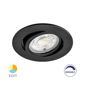 Stropna svjetiljka 7W 3CCT 630lm fi85 IP20 ugradbena okrugla SPOT crna dimabilna BRAYTRON BD02-60781