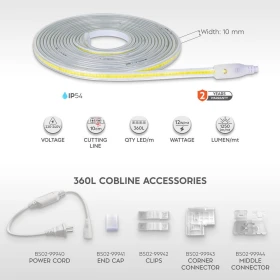 Traka LED COBLINE 12W/m 6500K 1250lm/m 220-240V CLR IP54 BRAYTRONBS02-00713