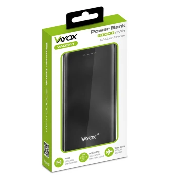 Power bank 20000 mAh USB-C ulazni izlaz 2xUSB-A + USB-C 5V 3A crni VAYOX VA0341
