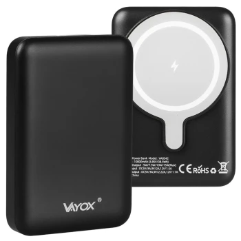 Power bank 10000 mAh USB-C / USB-C + Magnetsafe crni VAYOX VA0342