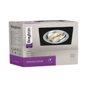 Kućište za GU10 žarulju max 35W 92x25x92mm IP20 kvadratno crno-srebrno BRAYTRON BH03-00111