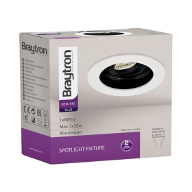 Kućište za GU10 žarulju max 35W fi100 IP20 okruglo crno-bijelo BRAYTRON BH03-05010