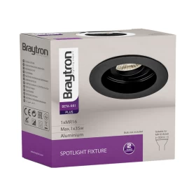 Kućište za GU10 žarulju max 35W fi84 IP20 okruglo crno BRAYTRON BH03-05011