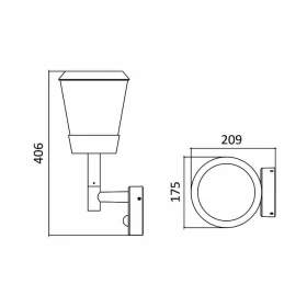 Zidna svjetiljka max 23W E27 209x175x406mm IP54 sa senzorom pokreta crna PARIS BRAYTRON BG43-03102