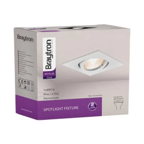 Kućište za GU10 žarulju max 35W 82x25x82mm IP20 kvadratno bijelo BRAYTRON BH03-02020