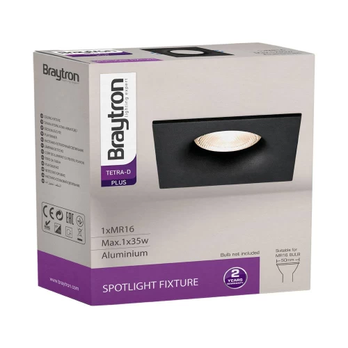 Kućište za GU10 žarulju max 35W 89x31x89mm IP20 kvadratno crno BRAYTRON BH03-04041