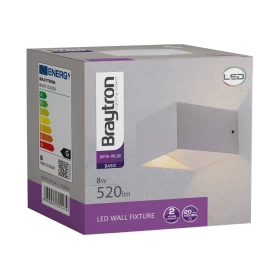 Zidna svjetiljka 8W 3000K 520lm 100x60x100mm IP20 kvadratna bijela AVVA BRAYTRON BH07-03100