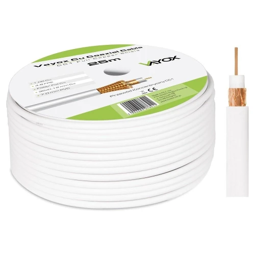 Kabel koaksijalni 1.02 Cu+32x0.12mm 25m bijeli CC1-25