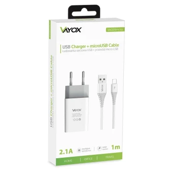 Punjač USB 5V 2,1A +micro USB kabel 1m VA0051micro