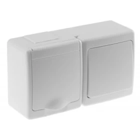 Prekidač jednopolni + Utičnica schuko OG 2P+Z IP44 bijeli D.3113SBGW/1