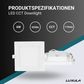 Panel LED 6W 3CCT 525lm 115x32mm downlight podesiv s difuzorom ugradbeni četvrtasti LUXULA LX300118