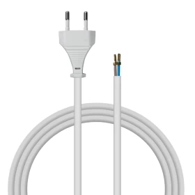 Kabel za kućanske uređaje, s ravnim utikačem, 2 x 0,75 mm2, bijeli, 3 m DPM DIC1230